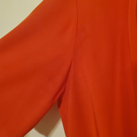 Evan Picone orange silky draped wrap peplum blouse size 10/M - Picture 5 of 6